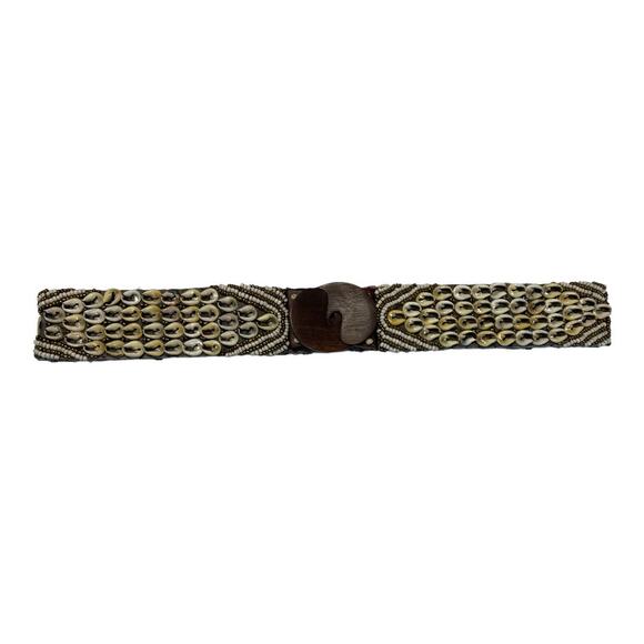 Anthropologie Cocobelle Komodo Papua Shells Embellished Belt Wooden Clasp Casual main image 4